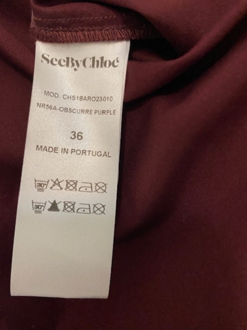 See By Chloe Burgundy Cotton Mini Dress Size 4 NWT - Picture 9 of 10
